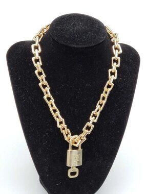 Gold-Plated Necklace with Authentic Louis Vuitton Padlock